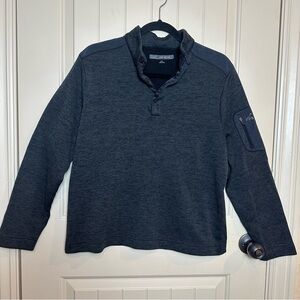 GREG NORMAN Gray Heather Men's M Pullover Sweater 1/4 Button Pocket Golf Fleece